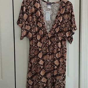 Jordan Taylor Snakeskin Print Empire Waist Coverup M